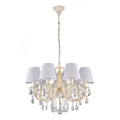 Candelabru Elegant Filomena,7 becuri dulie E14, 230V,D.62cm, H.48 cm,Alb-crem