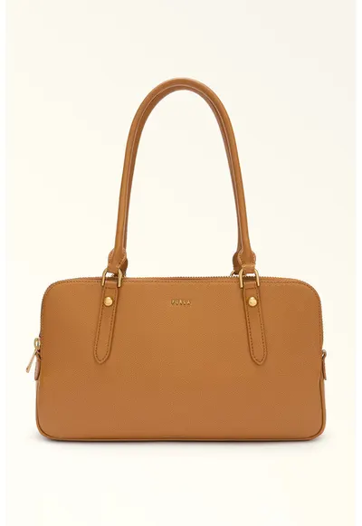 Geanta din piele cu maner Boston - Caramel