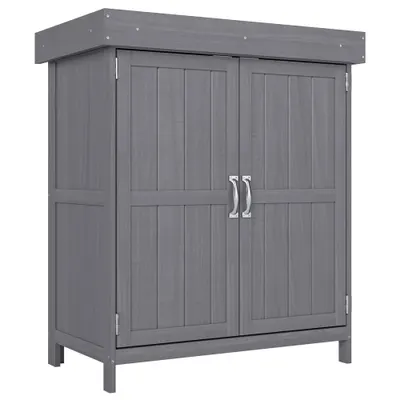 Outsunny Dulap de Gradina cu 2 Rafturi si 2 Usi, Lemn, 74x43x88 cm, culoarea lemnului | Aosom Romania