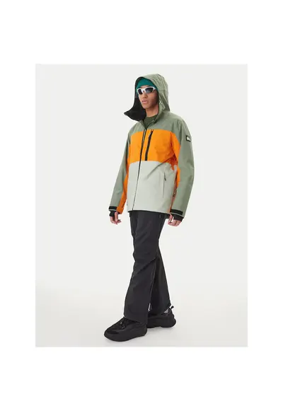 Geaca snowboard barbati - multicolor - poliester reciclat - fermoar