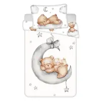 Lenjerie de pat pentru copii albă din bumbac pentru pătuț 100x135 cm Teddy Bear "Ribbon" – Jerry Fabrics