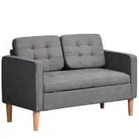 HOMCOM canapea 2 locuri, canapea cu spațiu de depozitare, picioare din lemn, canapea tapițată cu aspect catifelat pentru living, dormitor, 117x 62 x 78 cm, Gri | Aosom Romania