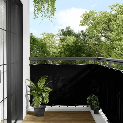 vidaXL Paravan de balcon, negru, 90x800 cm, 100% poliester oxford