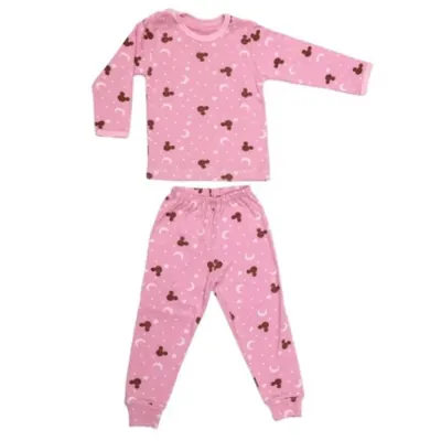 Pijama maneca lunga RB11 roz quartz/imprimeu, Rombaby | 2/3 ani