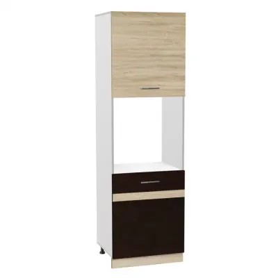 Soldat 60 cu gol cuptor YANA, 2 usi, corp alb, fronturi sonoma inchis + sonoma deschis, 60x60x200 cm