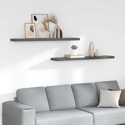 vidaXL Rafturi de perete, 2 buc., gri extralucios, 120x23,5x3,8 cm MDF