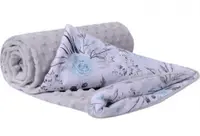 Paturica pentru copii, Nichiduta Flowers Grey Blue, cu doua fete, material bumbac minky 100 , dimensiune 75 x 100 cm