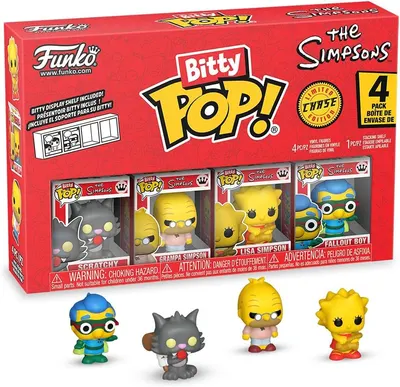 Set 4 figurine - Funko Pop! Bitty - The Simpsons - Scratchy, Grampa Simpson, Lisa Simpson, Fallout Boy