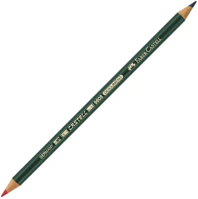 Creion permanent Faber Castell - Document, cu grafit rosu si albastru