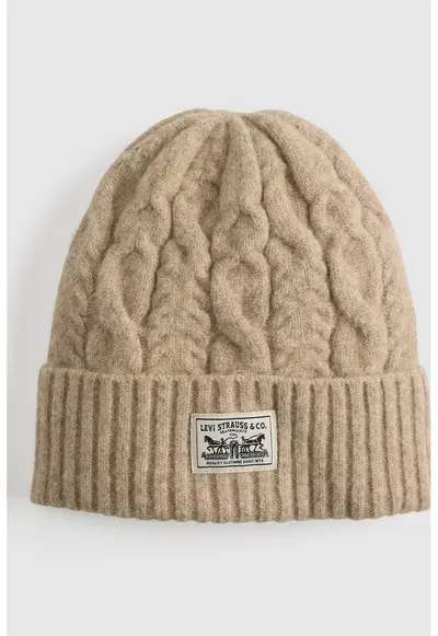 Caciula elastica cu logo aplicat - Maro camel