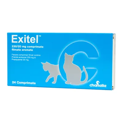 EXITEL 230/20mg, deparazitare internă pisici, comprimate, 24buc