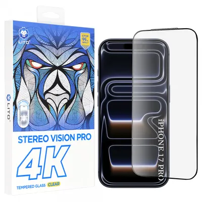 Folie de protectie Ecran Lito D+ Max 4K pentru Apple iPhone 17 Pro, Sticla Securizata, Full Glue, Neagra