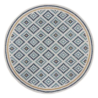 Covor pentru exterior și interior galben/albastru rotund ø 160 cm Zia Trellis – Flair Rugs