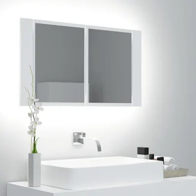 vidaXL Dulap de baie cu oglindă și LED, alb, 80x12x45 cm