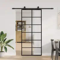Gossi usa glisanta cu set de feronerie neagra 90x205 cm sticla esg