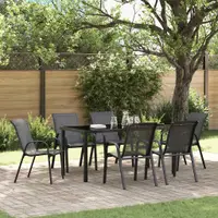 vidaXL Scaune de grădină stivuibile, 6 buc., negru, textilenă