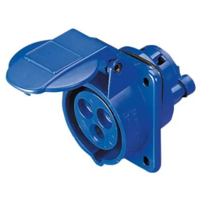 Priza industriala incastrata 10° - 2P+E 16A 200-250V 50/60HZ - BLUE - 6H - Strangere cu surub