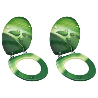 vidaXL Scaune WC cu capac, 2 buc., MDF, verde, model stropi de apă