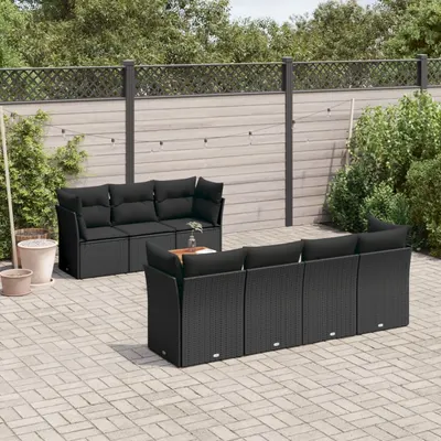 Gossi set mobilier de gradina cu perne, 8 piese, negru, poliratan
