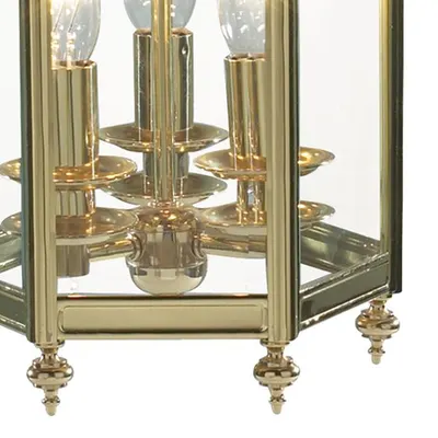Lampa suspendata Moorgate Hexagonal Hall Lantern Dual Mount Polished Brass