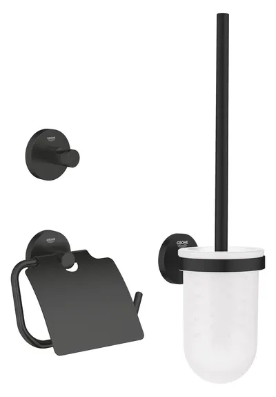 Pachet accesorii baie 3in1 Grohe Start, pe perete, metal, mat, negru, 412042430