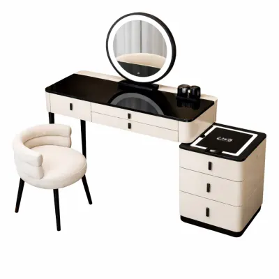 Set MARIPOSA &amp; LUNA &ndash; măsuță de machiaj cu oglindă LED și scaun confortabil 80x40x120