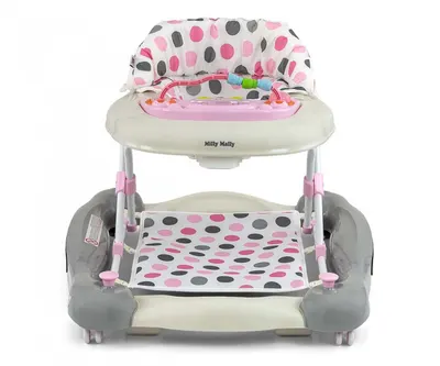 Premergator 2 in 1 Milly Mally Patrol Plus Pastel Dots, mers si balansare, panou educativ