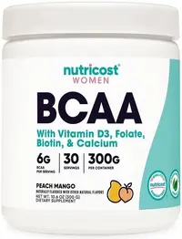 Women BCAA with Vitamin D3, Folate, Biotin & Calcium, mango, 300 g, Nutricost