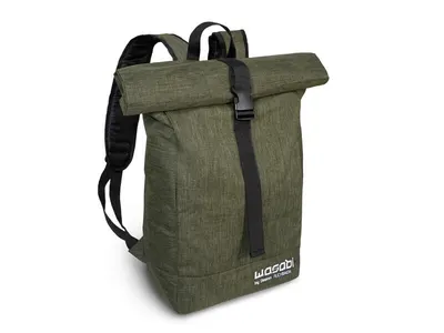 Rucsac Delphin WASABI 15 L, roll-top verde-negru