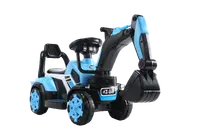 Mini excavator copii, model Kinderauto BJXZ216 cu incarcator manual, standard, culoare albastru