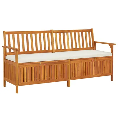 vidaXL Bancă de depozitare cu pernă, 170 cm, lemn masiv de acacia