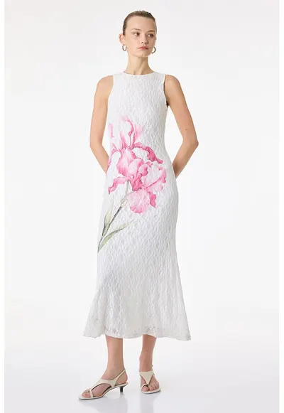 Rochie midi din dantela - Alb murdar