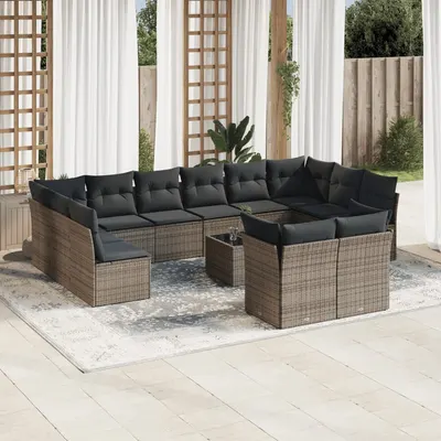 Gossi set mobilier de gradina cu perne, 13 piese, gri, poliratan