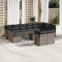 Gossi set mobilier de gradina cu perne, 13 piese, gri, poliratan