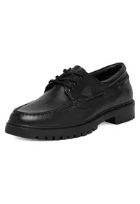 Pantofi barbati - piele naturala - negru - varf rotund -