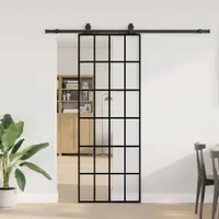 Gossi usa glisanta cu set de feronerie neagra 76x205 cm sticla esg