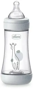 Biberon Chicco Perfect 5 - debit mediu, 240 ml, 3+ luni, gri/alb