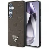 Husa MagSafe pentru Samsung Galaxy S25 S931, Guess, Peony Grained Hot Stamp Triangle, Maro