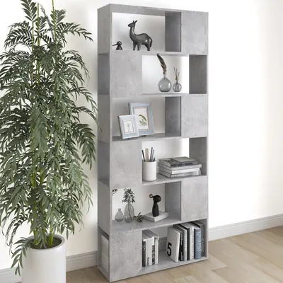 vidaXL Bibliotecă/Separator cameră, gri beton, 80x24x186 cm, PAL