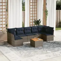 Gossi set canapele de gradina cu perne, 8 piese, gri, poliratan