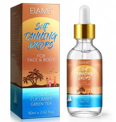 Picaturi Concentrate pentru Autobronzare cu Galbenele, Castravete si Ceai verde, Fata si Corp, Elaimei, 60 ml