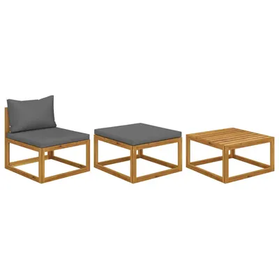 Gossi set mobilier de gradina cu perne, 3 piese, lemn masiv de acacia