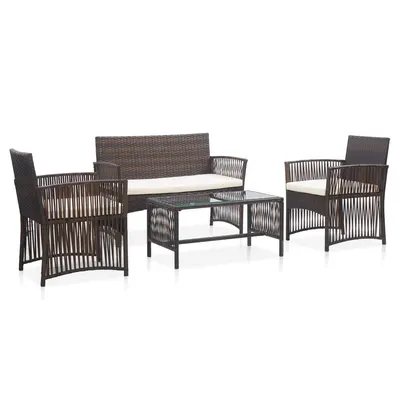 Gossi set mobilier de gradina cu perne, 4 piese, maro, poliratan