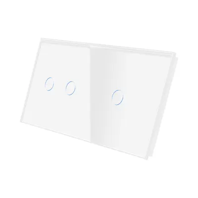 Panou Intrerupator Dublu + Simplu cu Touch Din Sticla LUXION