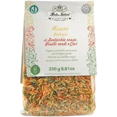 Paste Risoni Tricolore cu Mazare, Linte si Naut Ecologice/Bio 250g