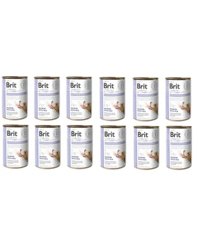 BRIT Veterinary Diet Gastrointestinal Salmon&Pea 12x400 g hrana pentru un sistem digestiv sensibil la caini