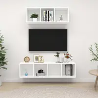 Gossi set de dulapuri tv, 2 piese, alb, lemn prelucrat
