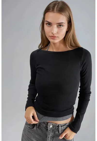 Bluza dama - Negru - Jerseu
