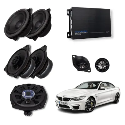 Pachet sistem audio Plug&Play For-X dedicat BMW Basic XQ-45C XQ-402BMW + Amplificator Zapco HB 410 ADSP + Conectica dedicata