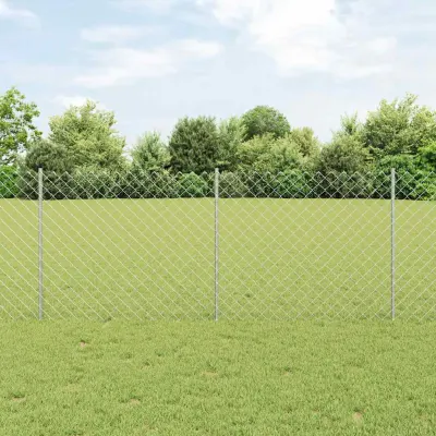 vidaXL Gard de sarma cu stalp 25 x 1 m Oțel Galvanizat Argintiu Plasă